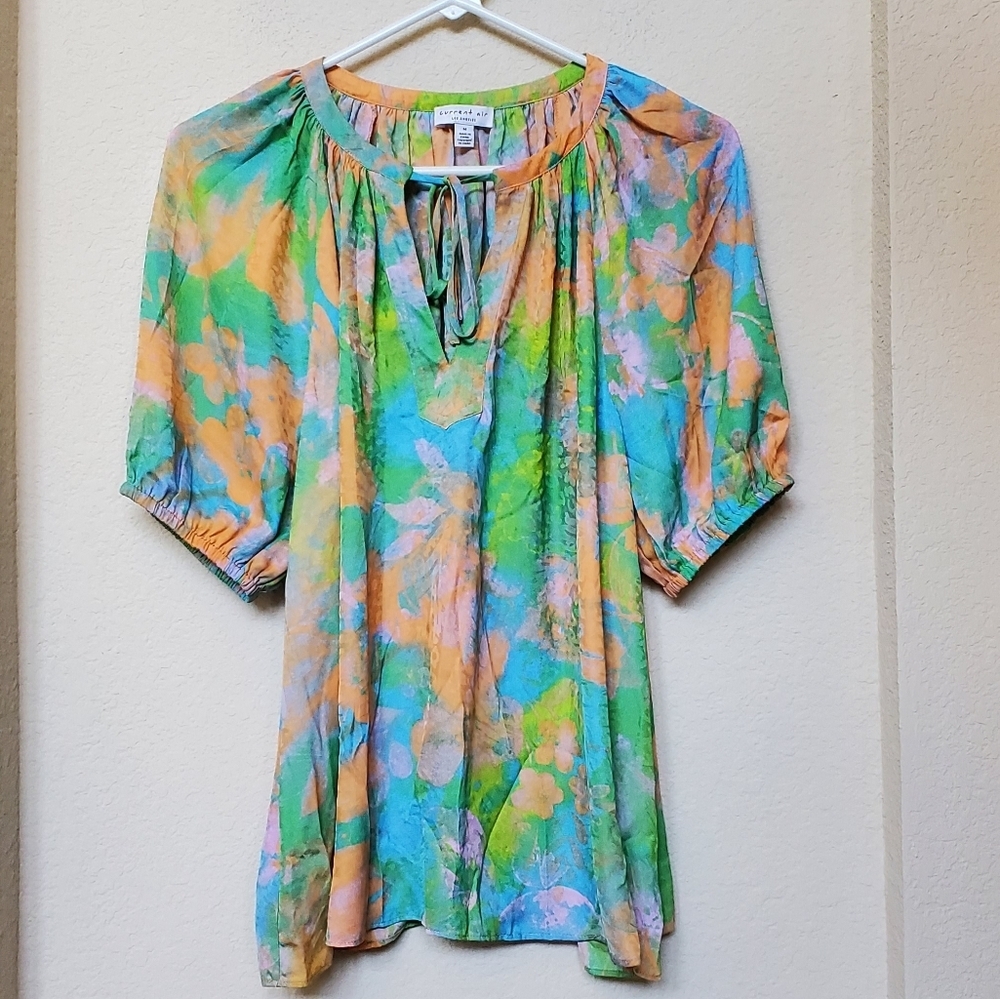 Current Air Abstract Split Neck Blouse. Size Medi… - image 1